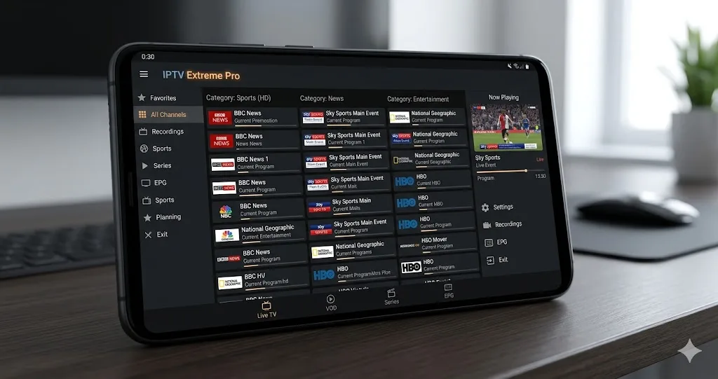 IPTV Extreme pro gränssnitt och inställningar