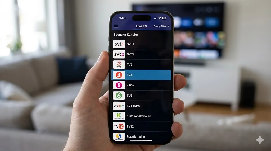 IPTV på iPhone och iPad mobil skärm